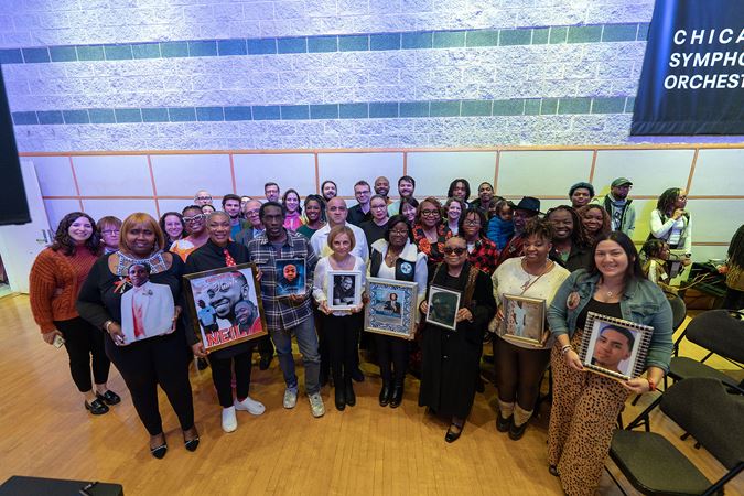 family members with portraits